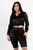 Satin Lace Details Long Sleeve Hooded Crop Top & Biker Short Set-40991 Satin Lace Details Long Sleeve Hooded Crop Top & Biker Short Set-40991