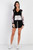 Black & Multi Color Print Colorblock Zip-up Hooded Top & Short Set-40985 Black & Multi Color Print Colorblock Zip-up Hooded Top & Short Set-40985