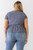 Plus Denim Blue Ribbed U-shape Neck Flare Hem Tie Top-42275 Plus Denim Blue Ribbed U-shape Neck Flare Hem Tie Top-42275