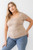 Plus Taupe Waffle Knit Angled Neck Short Sleeve Top-42266 Plus Taupe Waffle Knit Angled Neck Short Sleeve Top-42266