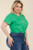 Plus Size Tie Front Drawstring Short Sleeve Crop Top-42259 Plus Size Tie Front Drawstring Short Sleeve Crop Top-42259
