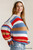 Multicolored Stripe Round Neck Long Sleeve Knit Sweater-33649 Multicolored Stripe Round Neck Long Sleeve Knit Sweater-33649