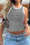 Striped Round Neck White Trim Crop Fitted Tank Top-50047 Striped Round Neck White Trim Crop Fitted Tank Top-50047