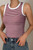 Striped Round Neck White Trim Crop Fitted Tank Top-50047 Striped Round Neck White Trim Crop Fitted Tank Top-50047