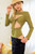 Green Cut-out Tie Knit Long Sleeve Bodysuit-42398 Green Cut-out Tie Knit Long Sleeve Bodysuit-42398