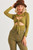 Green Cut-out Tie Knit Long Sleeve Bodysuit-42398 Green Cut-out Tie Knit Long Sleeve Bodysuit-42398