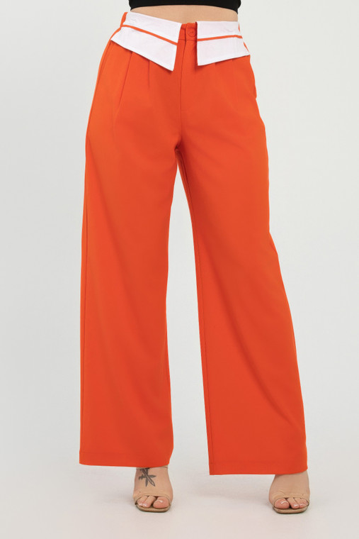 Front Button Fold-over Inside Zipper Pants           -48832 Front Button Fold-over Inside Zipper Pants           -48832