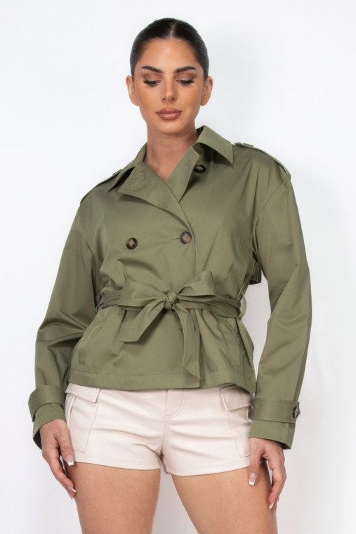 Double-breasted Waist-tie Trench Coat-44839 Double-breasted Waist-tie Trench Coat-44839