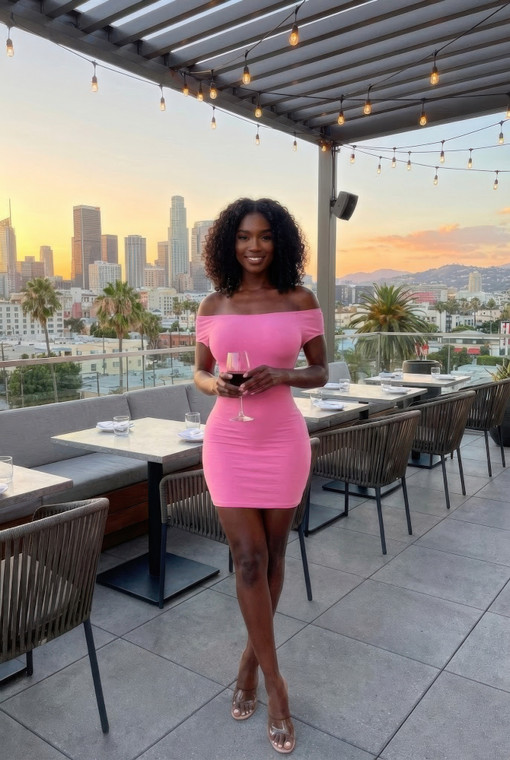 Off Shoulder Mini Dress With Open Back      -55764