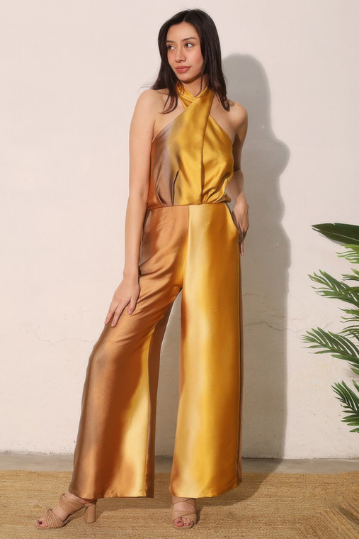 Ombre Satin Convertible Halter Jumpsuit-56939