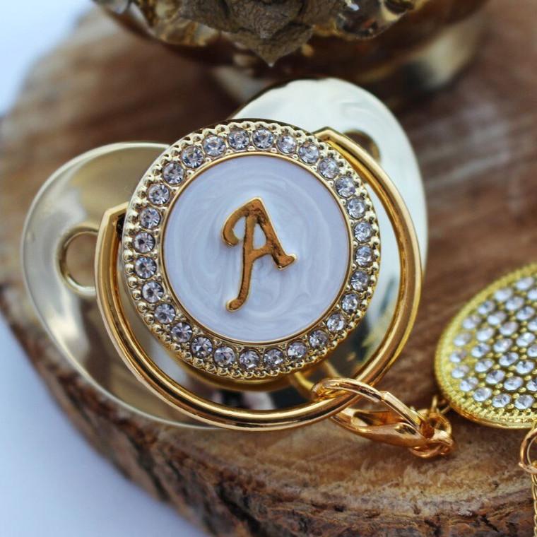 Precious Keepsake Monogram Initial Luxury Pacifier Set