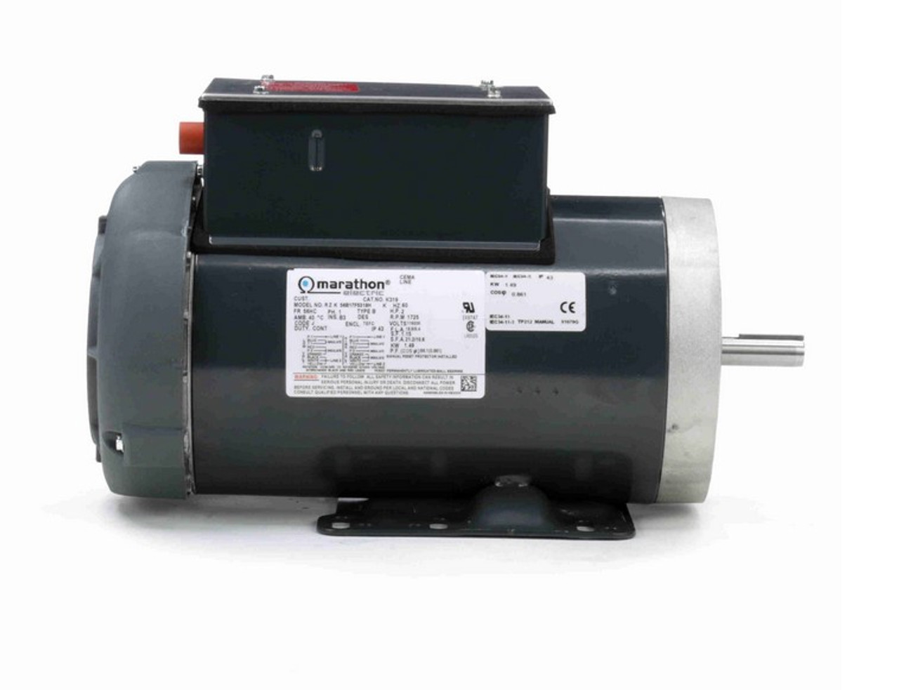 K319 Marathon 2 hp 1800 RPM 56HC Frame TEFC 115/230V