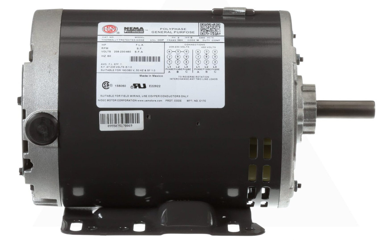D2P2DHZ Nidec | 2 hp 1800 RPM 56HZ Frame 208-230/460V Open Drip
