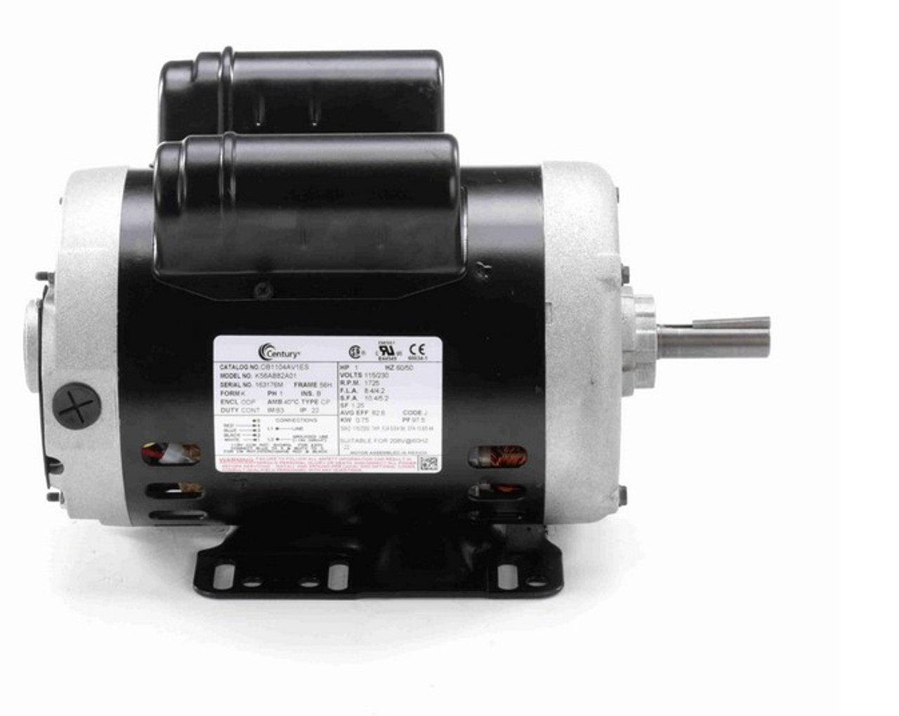 ◆UMBRO◆ MOTOR A1 Motor A1 White UQ123CCU20 UQ123CCU20_WHGD OB1104AV1ES Century 1 hp 1800 RPM 1-Phase 56 Frame ODP