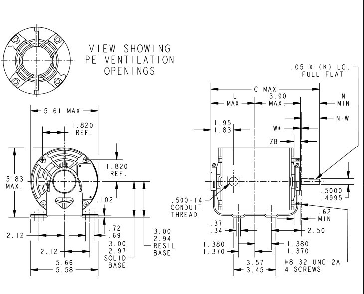 H171 Marathon 1/4 hp (2 speed) 115V 1800/1200 RPM ODP 48Z Frame