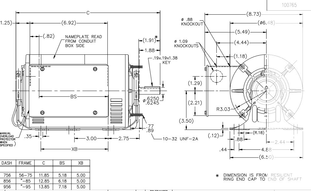 B352 Marathon 2 hp (1 speed) 115/208-230V 1800 RPM ODP 56H Frame