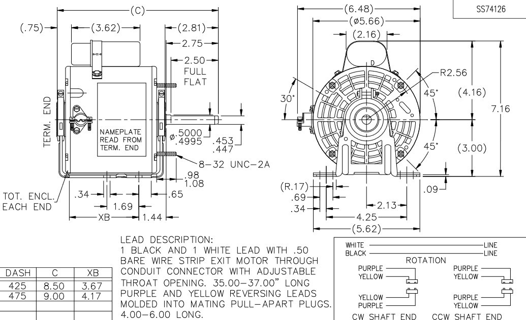 moimoページ X305 Marathon 1/6 hp (1 speed) 115V 1800 RPM TEAO 48Z Frame PSC