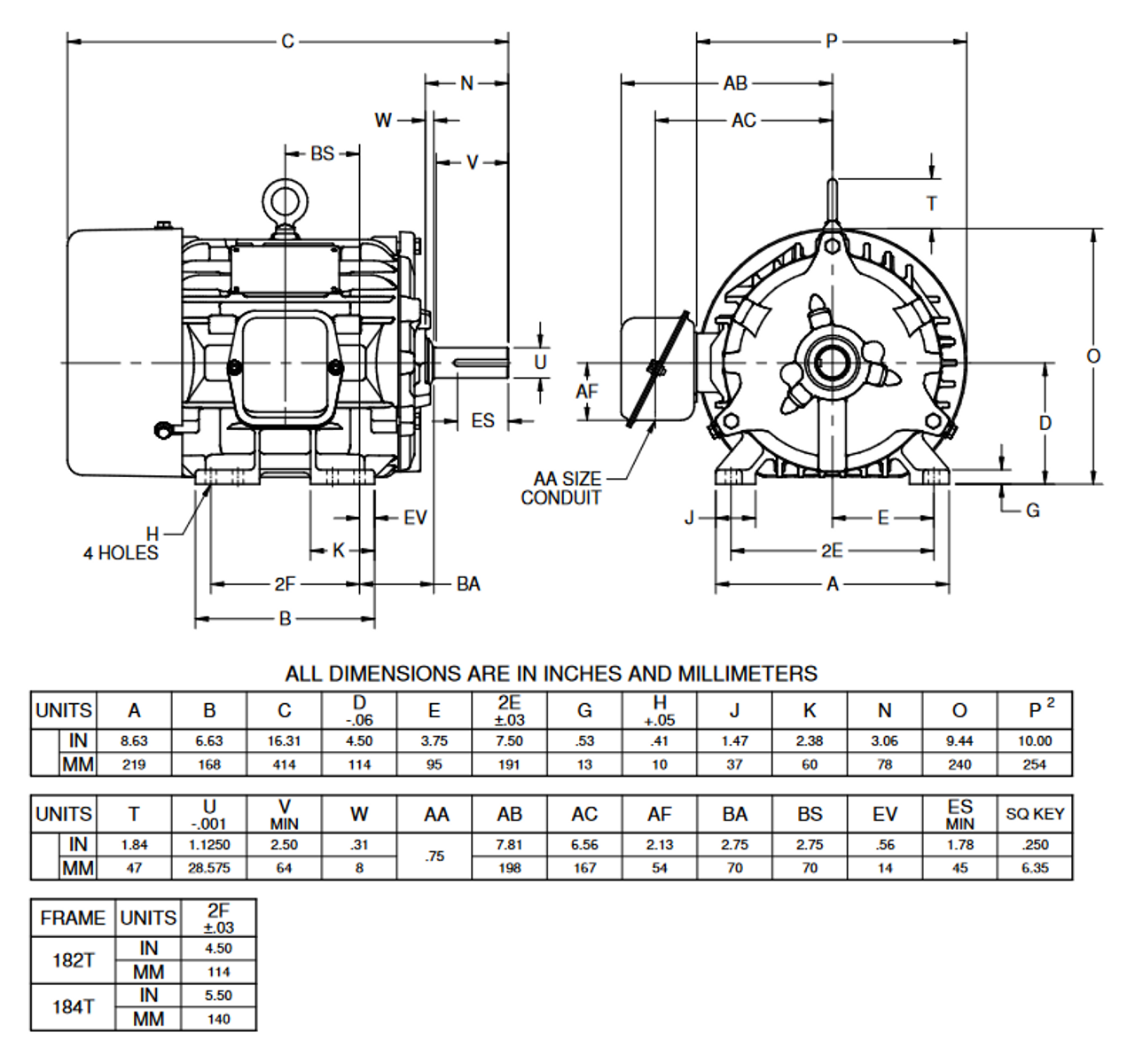 HD3P1H Nidec 3 hp 3600 RPM 182T Frame (Rigid Base) 200V TEFC 3-Phase ...