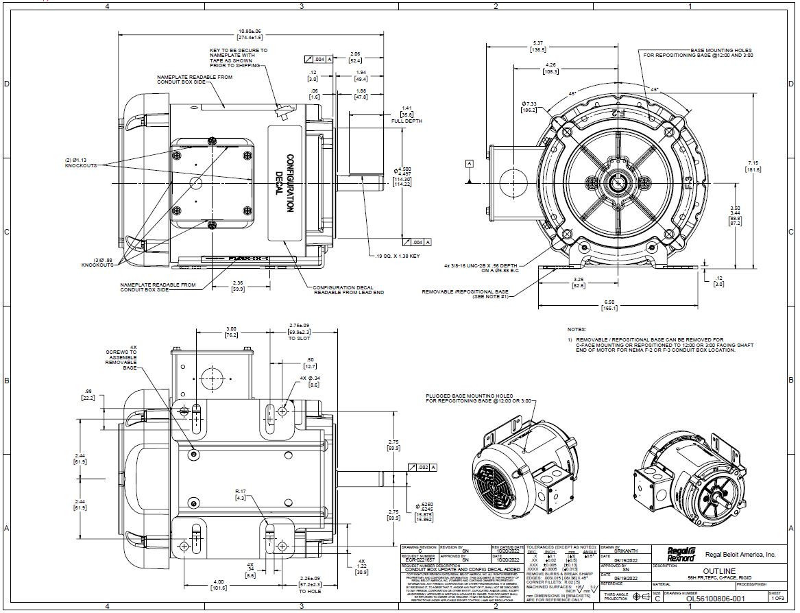 mentaiko0163ページ FX03BK002 | 3 HP 3600 RPM 56HC 208-230/460V 3 Phase TEFC, FLEX-IN