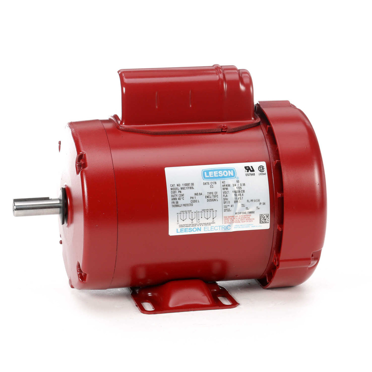3/4 hp 1725 RPM 56 Frame TEFC (Farm Duty) 115/208-230 ... leeson 115 230 motor wiring 