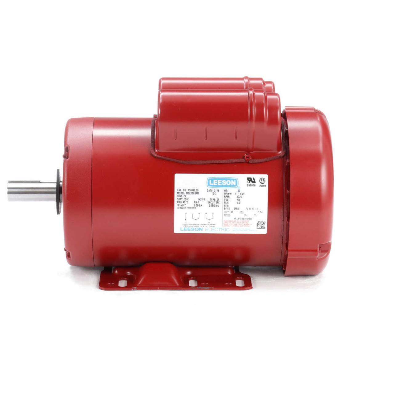 Electric Motor 1/2 hp 1750 RPM Single-Phase TEFC 115 volts,56C Frame 
