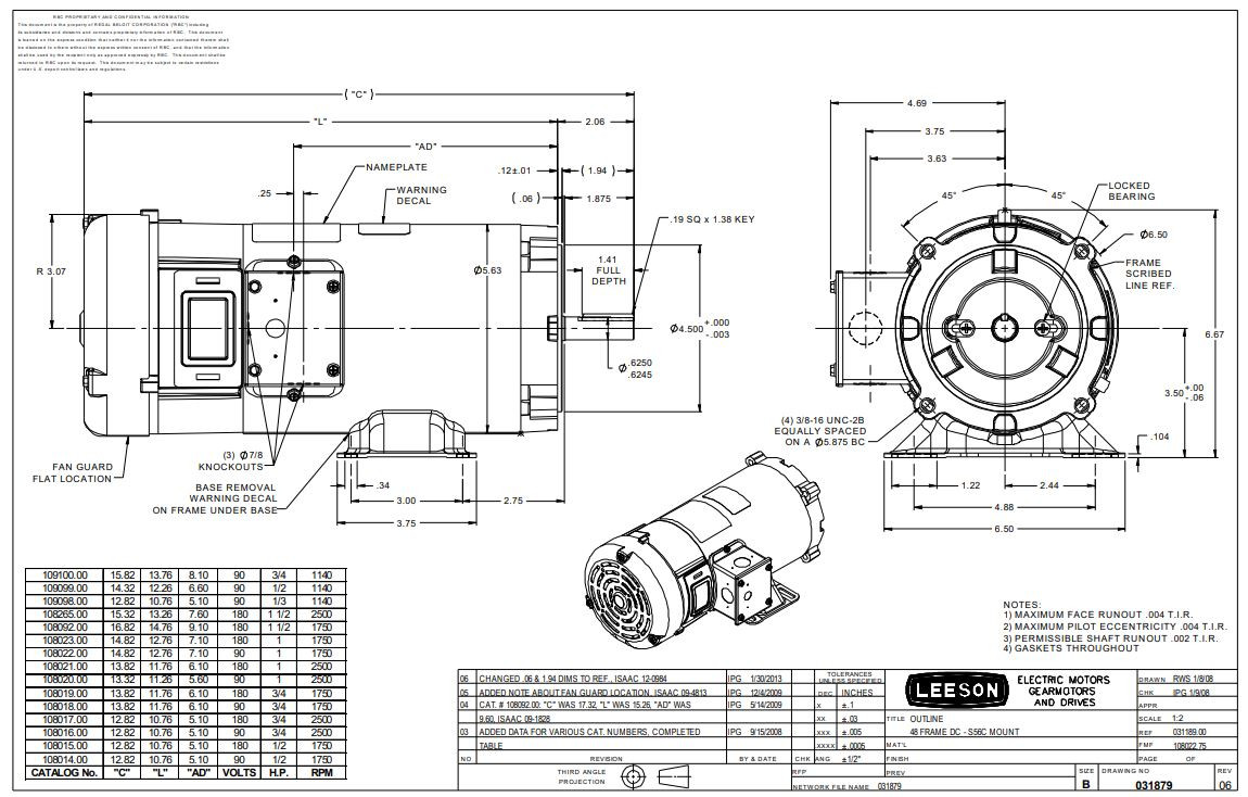 **「RT-9781058226」** 108023.00 Leeson | 1 hp 1800 RPM 180 Volts DC 56C Frame TEFC