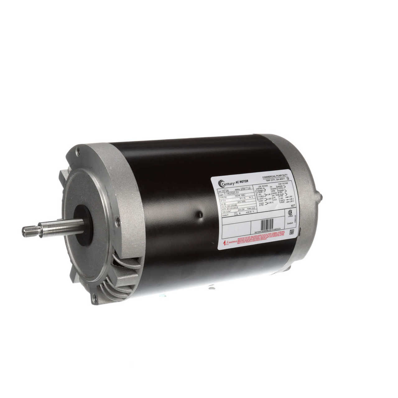 H734 Century 3 hp 3450 RPM 56J Frame 200-230/460V Three Phase Century Pool  Motor # H734