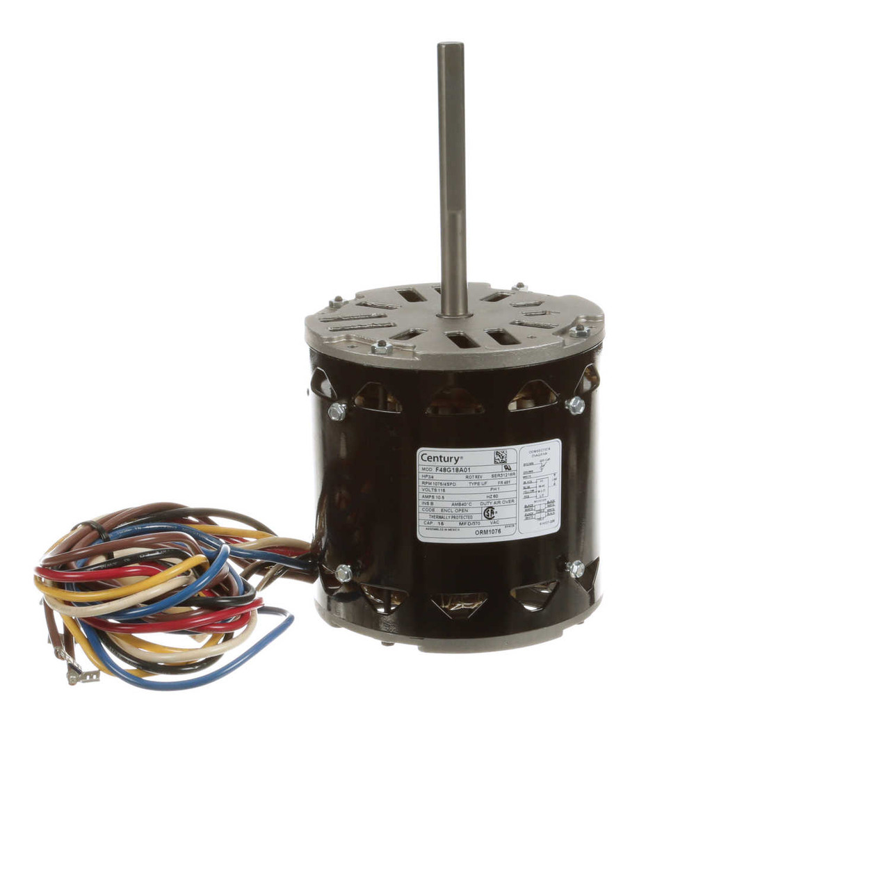 ORM1076 Century Rheem - Rudd Motor (51-22859-01, 51-23017-41) 3/4 hp 1075  RPM 115V Century # ORM1076