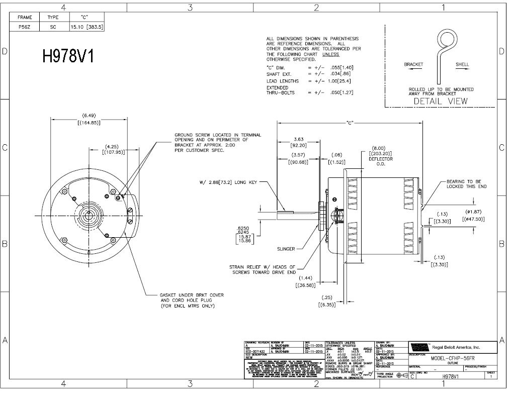 H978V1 Century Carrier Electric Motor (HD52AK652) SPL= HP, 1140