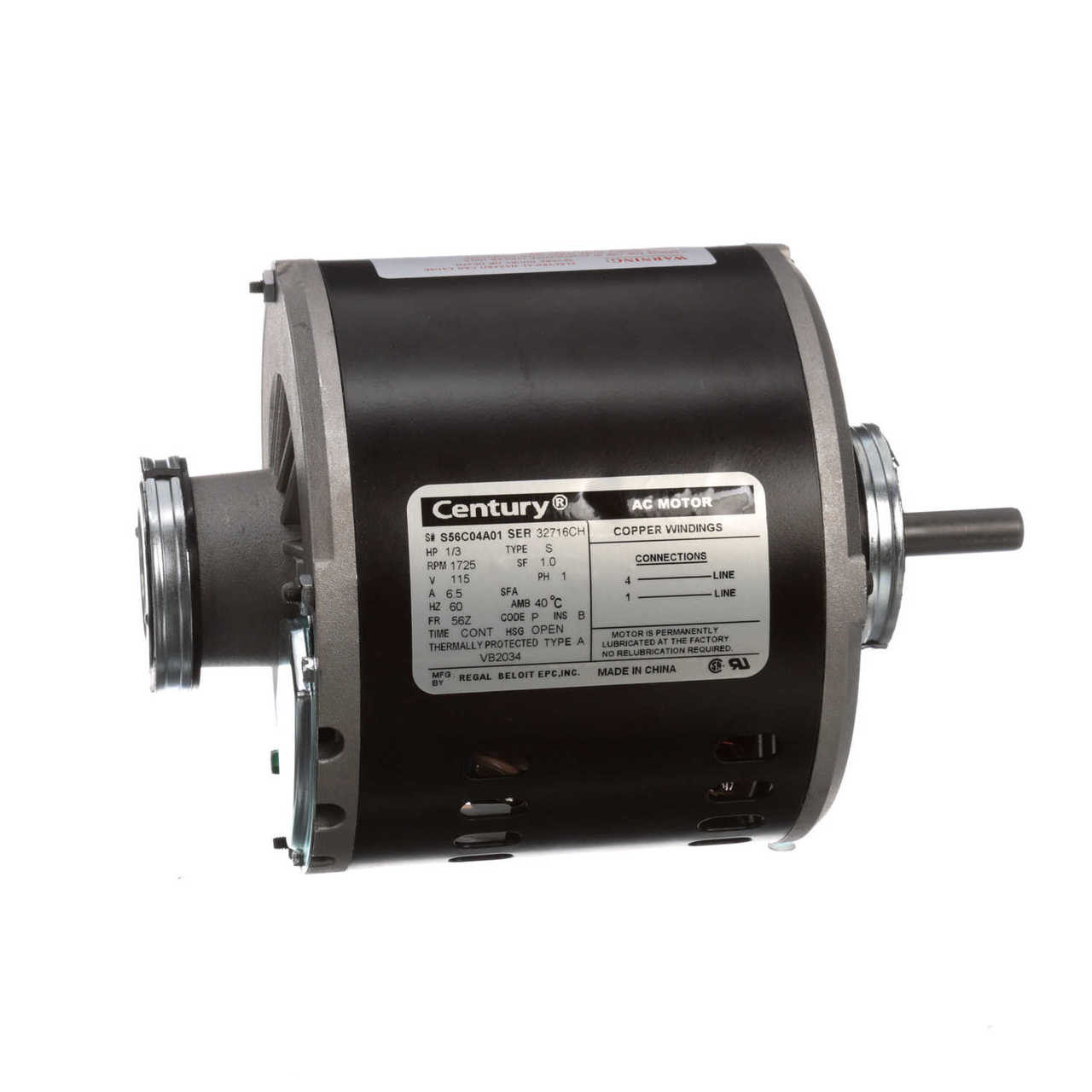VB2034V1 Century Evaporative Cooler Motor 1/3 hp 1725 RPM 56Z