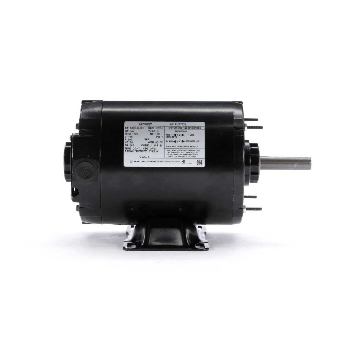 OS2074 Century 3/4 hp 1725 RPM 56Z Frame 115V Split Phase Rigid