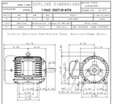 EP0056 TECO Westinghouse 5 hp 1200 RPM 215T Cast Iron 230/460V TEFC Severe Duty 3-Phase Motor