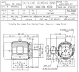 EP0206C TECO Westinghouse 20 hp 1200 RPM 286TC Cast Iron 230/460V TEFC Severe Duty 3-Phase Motor