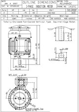 EPV0012C TECO-Westinghouse 1 hp 3600 RPM 143TC Vertical 230/460V TEFC Severe Duty Petro-Chem 3-Ph Motor