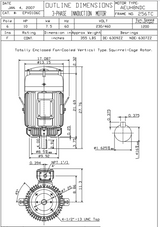 EPV0106C TECO-Westinghouse 10 hp 1200 RPM 256TC Vertical 230/460V TEFC Severe Duty Petro-Chem 3-Ph Motor