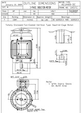 HBV0016C TECO-Westinghouse 1 hp 1200 RPM 145TC Vertical 460V TEFC Severe Duty Petro-Chem 3-Ph Motor