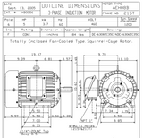 HB0056 TECO-Westinghouse 5 hp 1200 RPM 215T 460V TEFC Severe Duty Petro-Chem 3-Ph Motor