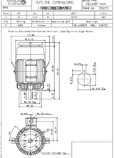 NPV0152C TECO-Westinghouse 15 HP 3600 RPM 254TC 230/460V TEFC Vertical Severe Duty 3-Ph Motor