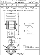 NPV0606C TECO-Westinghouse 60 HP 1200 RPM 404TC 230/460V TEFC Vertical Severe Duty 3-Ph Motor