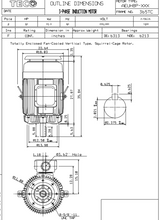 NPV0754C TECO-Westinghouse 75 HP 1800 RPM 365TC 230/460V TEFC Vertical Severe Duty 3-Ph Motor