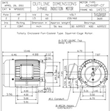 NP0022C TECO-Westinghouse 2 hp 3600 RPM 145TC 230/460V TEFC Severe Duty Petro-Chem 3-Ph Motor