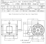 DHP0056 TECO-Westinghouse 5 HP 1200 RPM 215T 230/460V ODP Cast Iron 3-Phase Motor