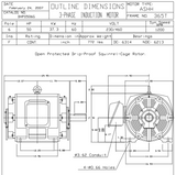 DHP0506G TECO-Westinghouse 40 HP 1200 RPM 365T 230/460V ODP Cast Iron SGR 3-Phase Motor