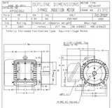 XP0036C TECO-Westinghouse 3 HP 1200 RPM 213TC Frame 230/460V TEFC Cast Iron 3-Ph Exposion Proof Motor