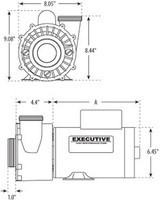 3721621-13 Waterway |  4HP 230V 2-Speed Waterway Spa Pump Side Discharge 2 1/2" inlet  | 56 Frame Executive