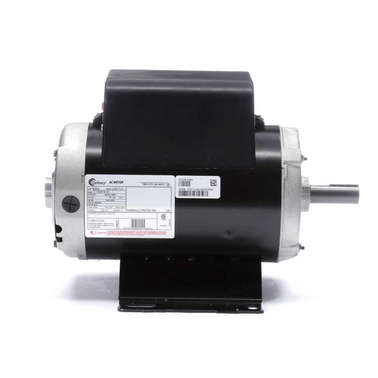 Century B384 Air Compressor Motor 5 HP 3450 RPM R56Y