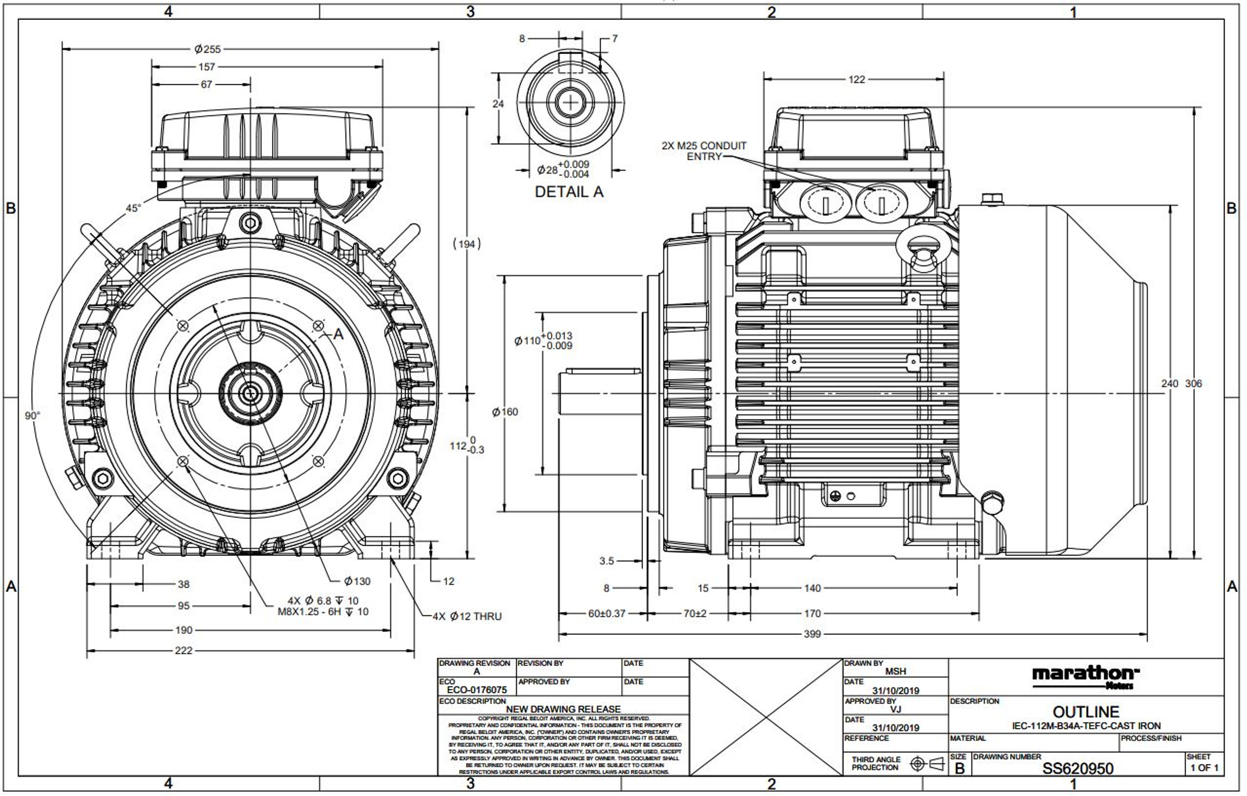Leeson/Marathon Metric Electric Motors B3, B14 CFlange, Rigid Base Electric Motor Warehouse