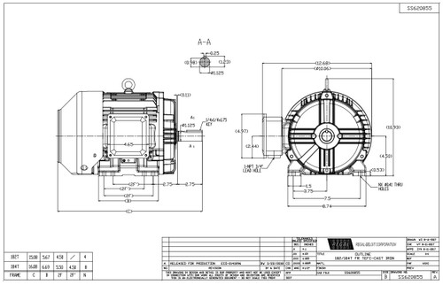 GT1009A Marathon 3 hp 3450 RPM 182T Frame 230/460V TEFC Marathon Electric Motor