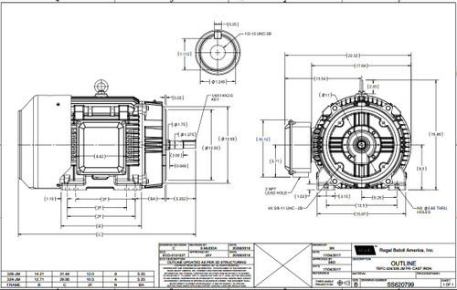 GT3137A Marathon 50 hp 1800 RPM 326JM Frame TEFC 230/460V Marathon Close Couple Motor