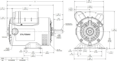 G915A Marathon 3/4 hp 3600 RPM 56 Frame 115/230V Open Drip Marathon Electric Motor